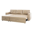 Divano sezionale reversibile con letto estraibile, chaise longue con contenitore nascosto, gambe durevoli,