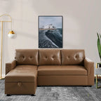 Divano sezionale reversibile con letto estraibile, chaise longue con contenitore nascosto, gambe durevoli,