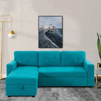 Divano sezionale reversibile con letto estraibile, chaise longue con contenitore nascosto, gambe durevoli,