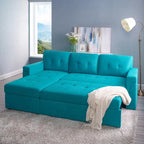 Divano sezionale reversibile con letto estraibile, chaise longue con contenitore nascosto, gambe durevoli,