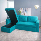 Divano sezionale reversibile con letto estraibile, chaise longue con contenitore nascosto, gambe durevoli,