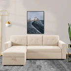 Divano sezionale reversibile con letto estraibile, chaise longue con contenitore nascosto, gambe durevoli,