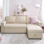 Divano sezionale reversibile con letto estraibile, chaise longue con contenitore nascosto, gambe durevoli,