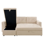 Divano sezionale reversibile con letto estraibile, chaise longue con contenitore nascosto, gambe durevoli,