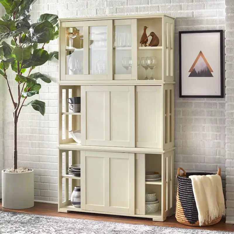 Mobile Contenitore con Ante Scorrevoli Impilabile – Credenza per Sala da Pranzo