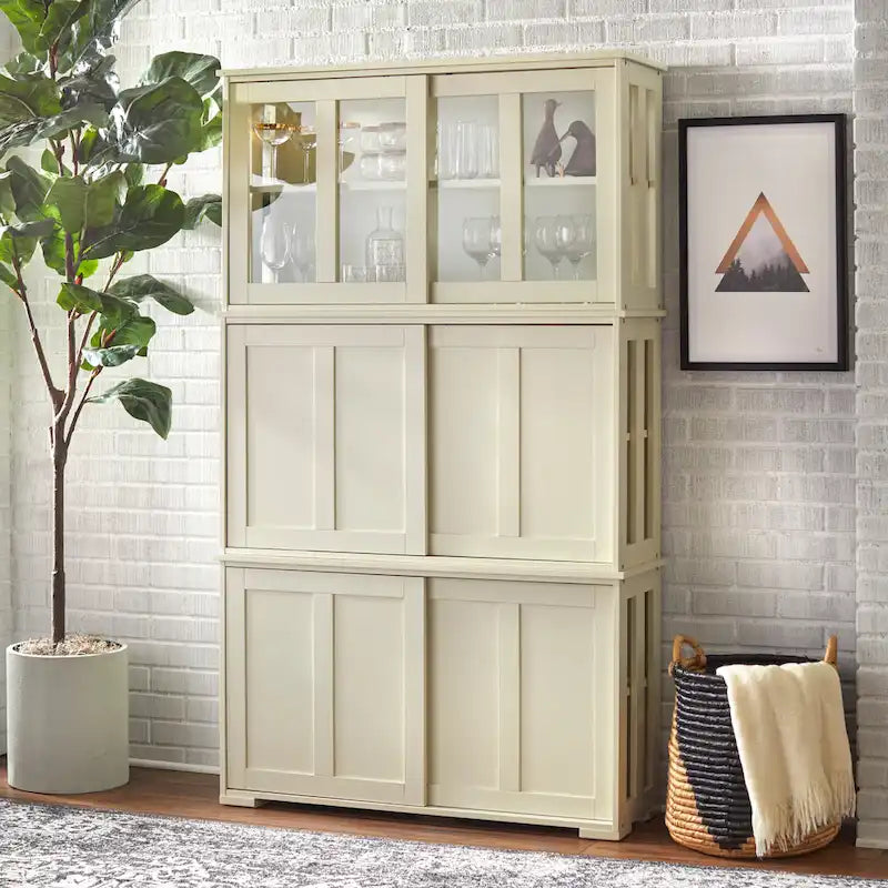 Mobile Contenitore con Ante Scorrevoli Impilabile – Credenza per Sala da Pranzo