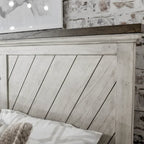 Set camera da letto rustico da 4 pezzi – Letto, cassettiera, specchio e comodino