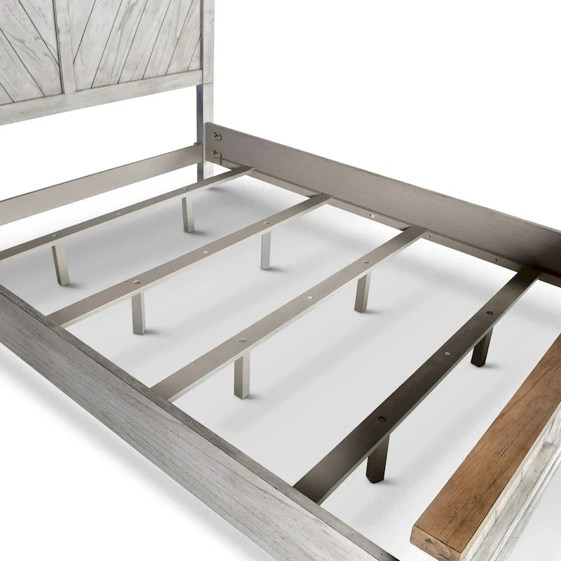 Set camera da letto rustico da 4 pezzi – Letto, cassettiera, specchio e comodino