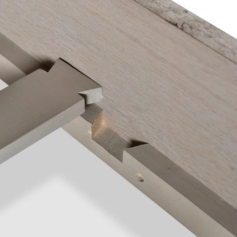 Set camera da letto rustico da 4 pezzi – Letto, cassettiera, specchio e comodino