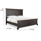 Set camera da letto rustico da 4 pezzi – Letto, cassettiera, specchio e comodino