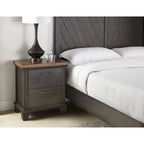 Set camera da letto rustico da 4 pezzi – Letto, cassettiera, specchio e comodino