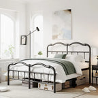 Telaio letto in metallo rinforzato da 14" in stile vintage, supporta fino a 1134 kg, facile da montare e senza cigolii
