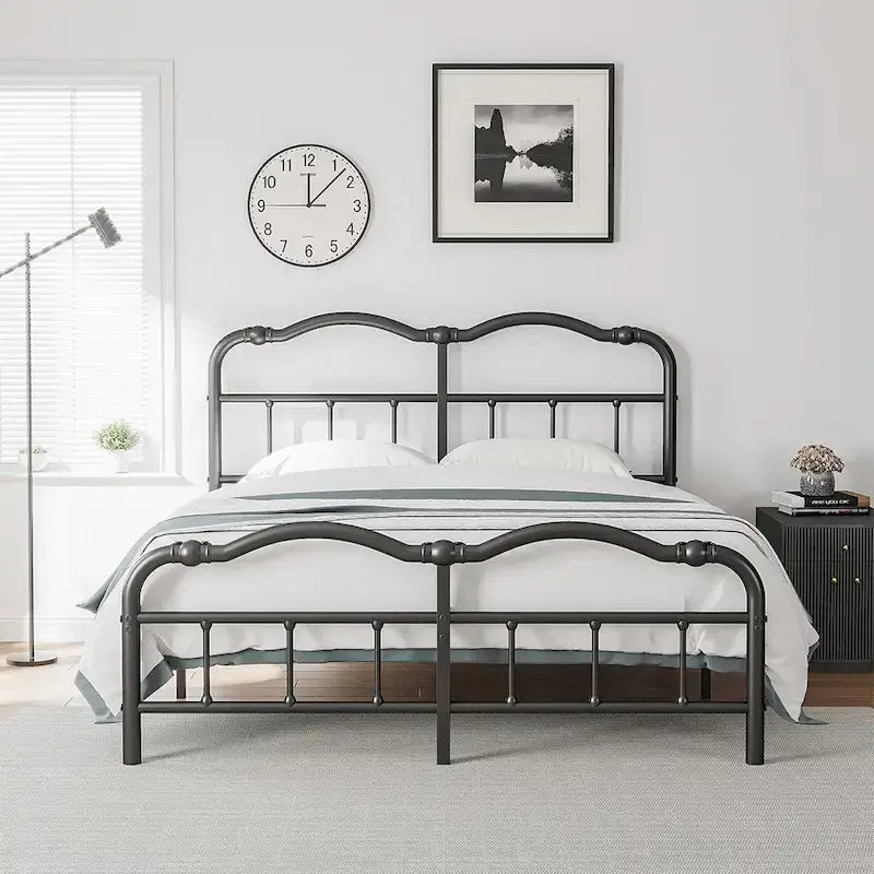Telaio letto in metallo rinforzato da 14" in stile vintage, supporta fino a 1134 kg, facile da montare e senza cigolii