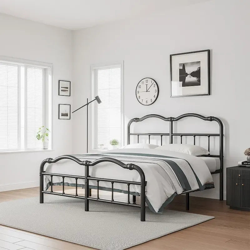 Telaio letto in metallo rinforzato da 14" in stile vintage, supporta fino a 1134 kg, facile da montare e senza cigolii