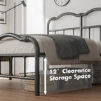 Telaio letto in metallo rinforzato da 14" in stile vintage, supporta fino a 1134 kg, facile da montare e senza cigolii