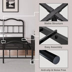 Telaio letto in metallo rinforzato da 14" in stile vintage, supporta fino a 1134 kg, facile da montare e senza cigolii