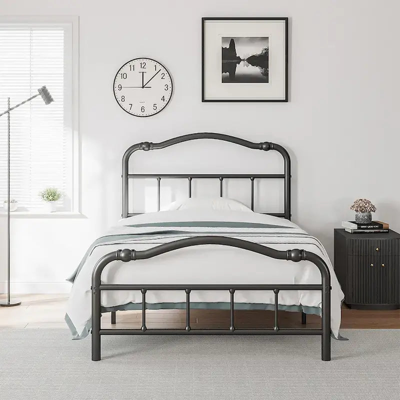 Telaio letto in metallo rinforzato da 14" in stile vintage, supporta fino a 1134 kg, facile da montare e senza cigolii