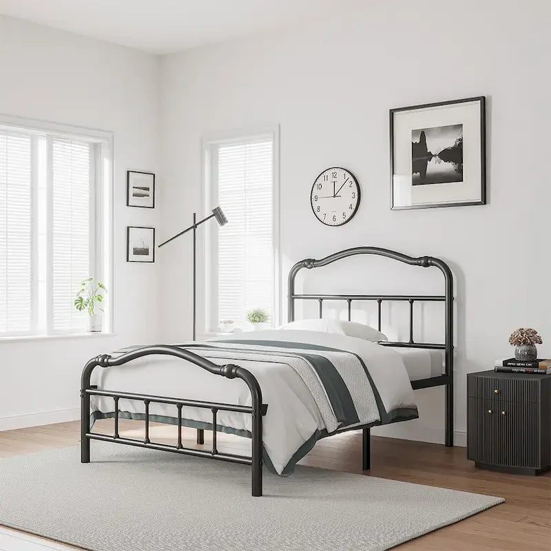 Telaio letto in metallo rinforzato da 14" in stile vintage, supporta fino a 1134 kg, facile da montare e senza cigolii
