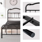 Telaio letto in metallo rinforzato da 14" in stile vintage, supporta fino a 1134 kg, facile da montare e senza cigolii