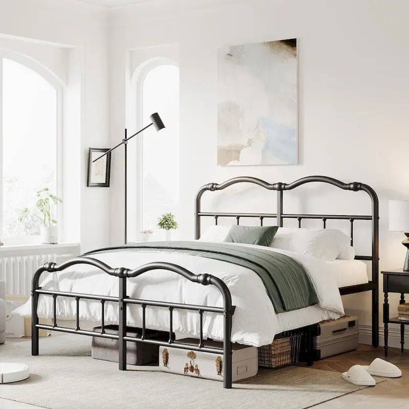 Telaio letto in metallo rinforzato da 14" in stile vintage, supporta fino a 1134 kg, facile da montare e senza cigolii