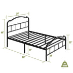 Telaio letto in metallo rinforzato da 14" in stile vintage, supporta fino a 1134 kg, facile da montare e senza cigolii