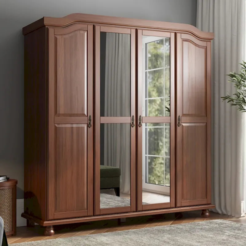 Armadio a 4 ante in legno massello al 100% – Mobile contenitore per camera da letto