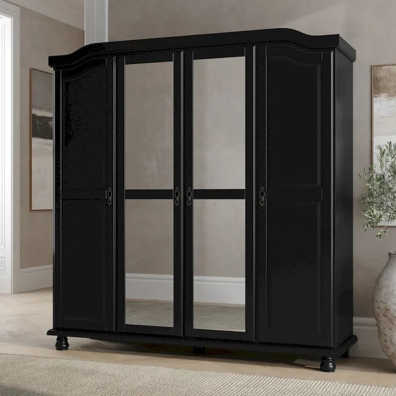 Armadio a 4 ante in legno massello al 100% – Mobile contenitore per camera da letto