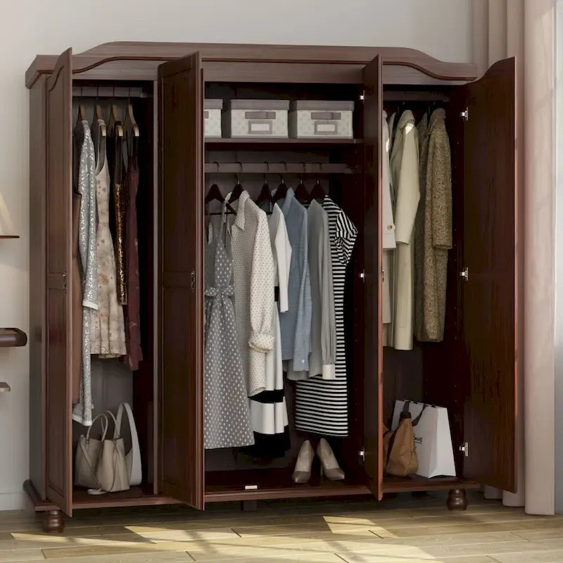 Armadio a 4 ante in legno massello al 100% – Mobile contenitore per camera da letto