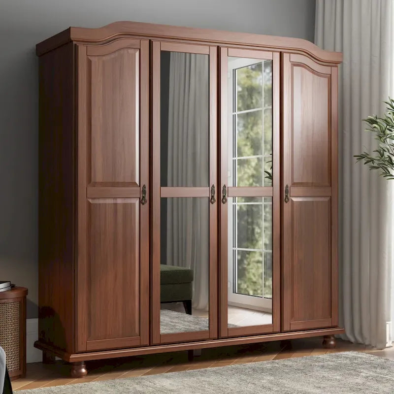 Armadio a 4 ante in legno massello al 100% – Mobile contenitore per camera da letto