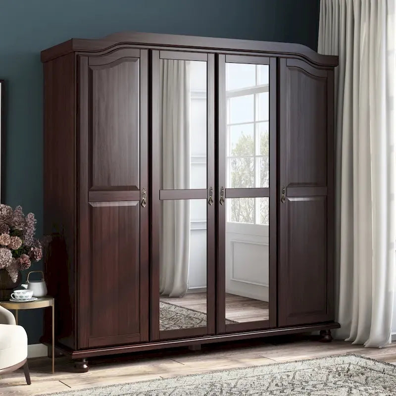 Armadio a 4 ante in legno massello al 100% – Mobile contenitore per camera da letto