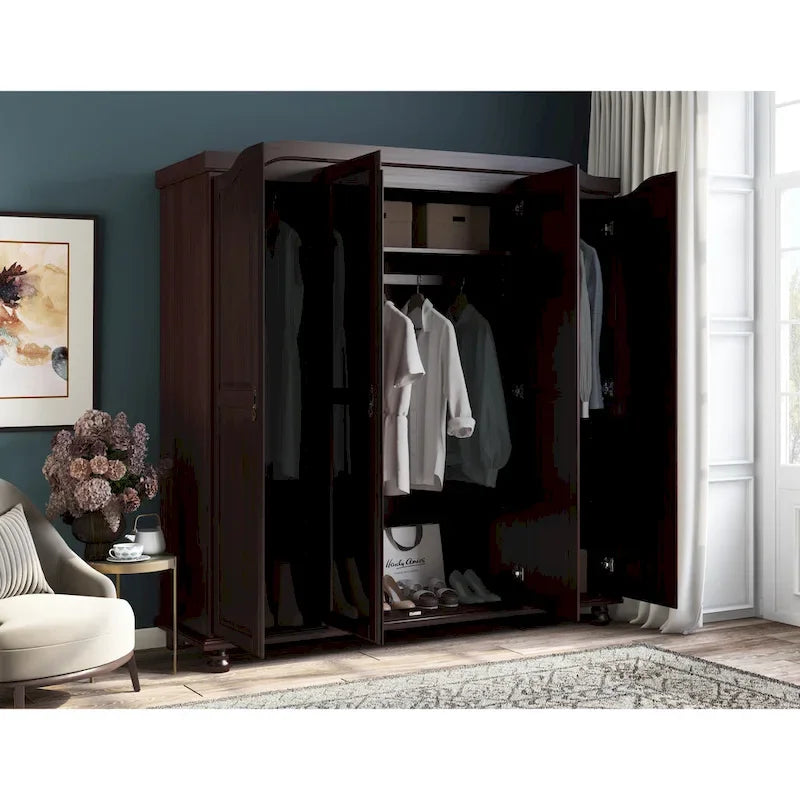 Armadio a 4 ante in legno massello al 100% – Mobile contenitore per camera da letto