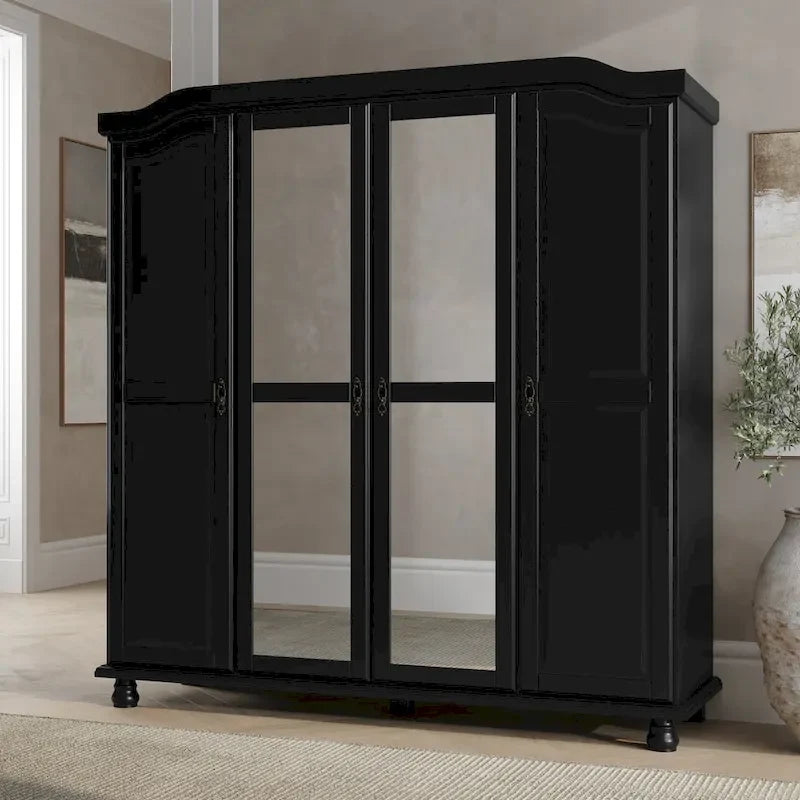 Armadio a 4 ante in legno massello al 100% – Mobile contenitore per camera da letto