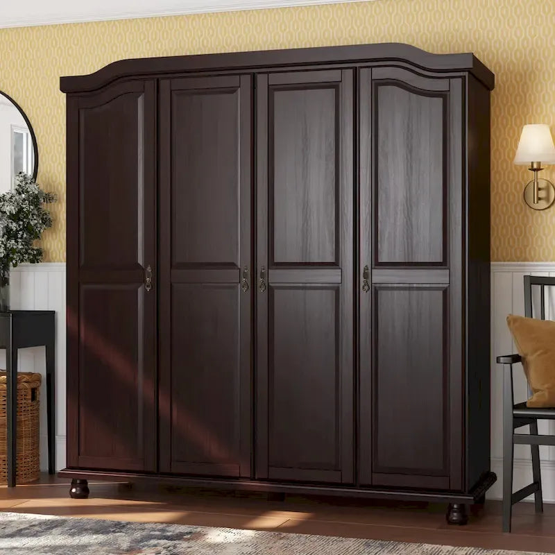Armadio a 4 ante in legno massello al 100% – Mobile contenitore per camera da letto