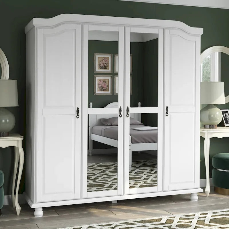 Armadio a 4 ante in legno massello al 100% – Mobile contenitore per camera da letto