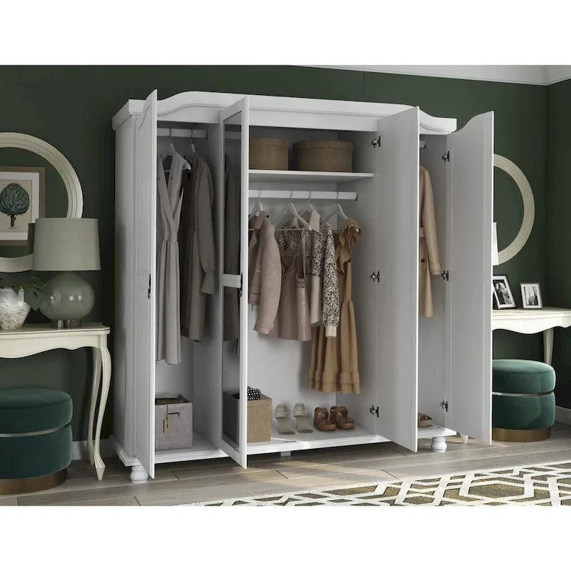 Armadio a 4 ante in legno massello al 100% – Mobile contenitore per camera da letto
