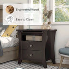 Comodino transizionale Mendolla di Furniture of America con 2 cassetti e ripiano