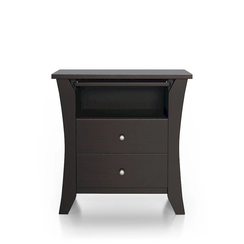Comodino transizionale Mendolla di Furniture of America con 2 cassetti e ripiano