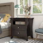 Comodino transizionale Mendolla di Furniture of America con 2 cassetti e ripiano