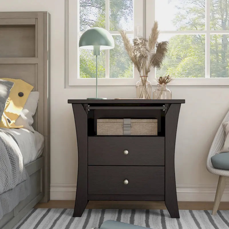 Comodino transizionale Mendolla di Furniture of America con 2 cassetti e ripiano