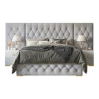 CraftPorch Set 3 Comodini e Letto con Piattaforma Lussuosa in Velluto Capitonnè