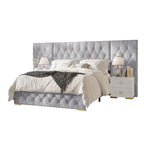 CraftPorch Set 3 Comodini e Letto con Piattaforma Lussuosa in Velluto Capitonnè