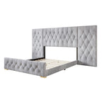 CraftPorch Set 3 Comodini e Letto con Piattaforma Lussuosa in Velluto Capitonnè