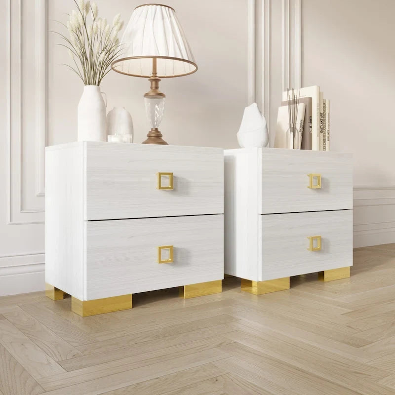 CraftPorch Set 3 Comodini e Letto con Piattaforma Lussuosa in Velluto Capitonnè