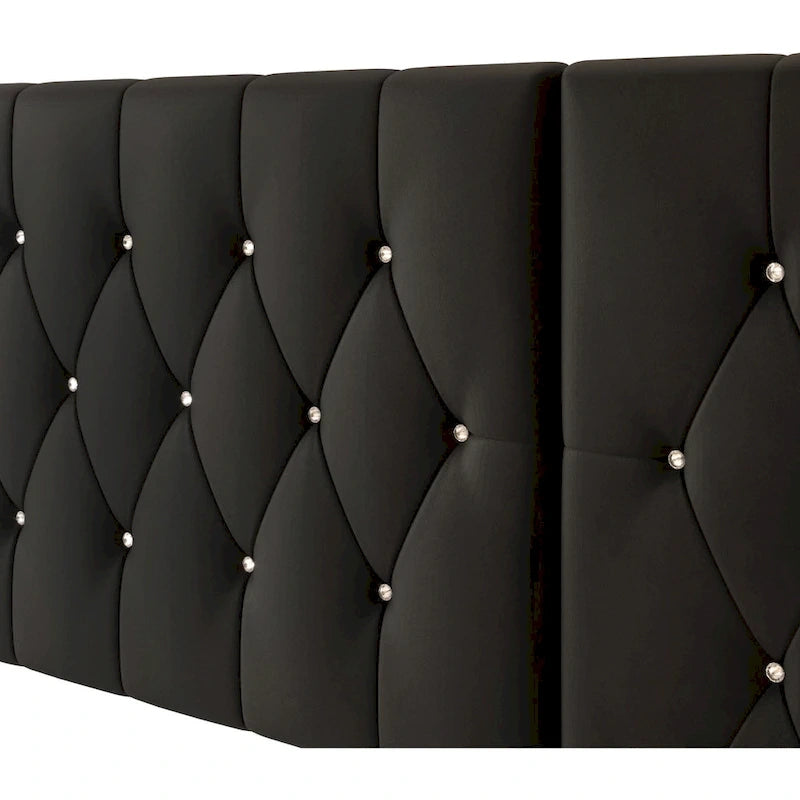 CraftPorch Set 3 Comodini e Letto con Piattaforma Lussuosa in Velluto Capitonnè