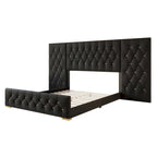 CraftPorch Set 3 Comodini e Letto con Piattaforma Lussuosa in Velluto Capitonnè