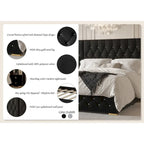 CraftPorch Set 3 Comodini e Letto con Piattaforma Lussuosa in Velluto Capitonnè