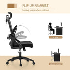 Sedia da Ufficio Ergonomica in Rete con Schienale Alto, Sedia da Computer Direzionale Girevole a 360°