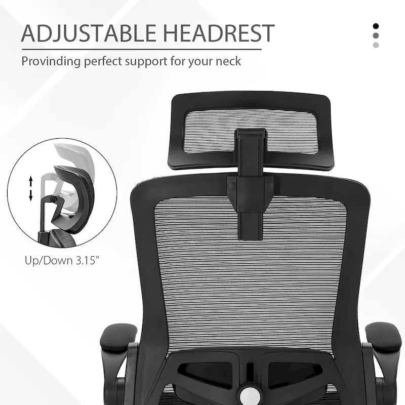 Sedia da Ufficio Ergonomica in Rete con Schienale Alto, Sedia da Computer Direzionale Girevole a 360°