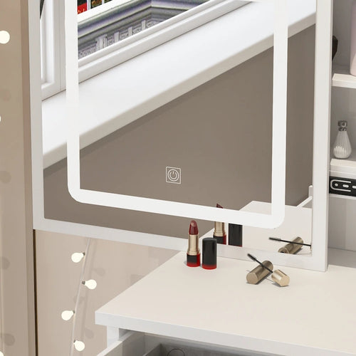 Set per toeletta da trucco largo 39,4 pollici con sgabello e specchio