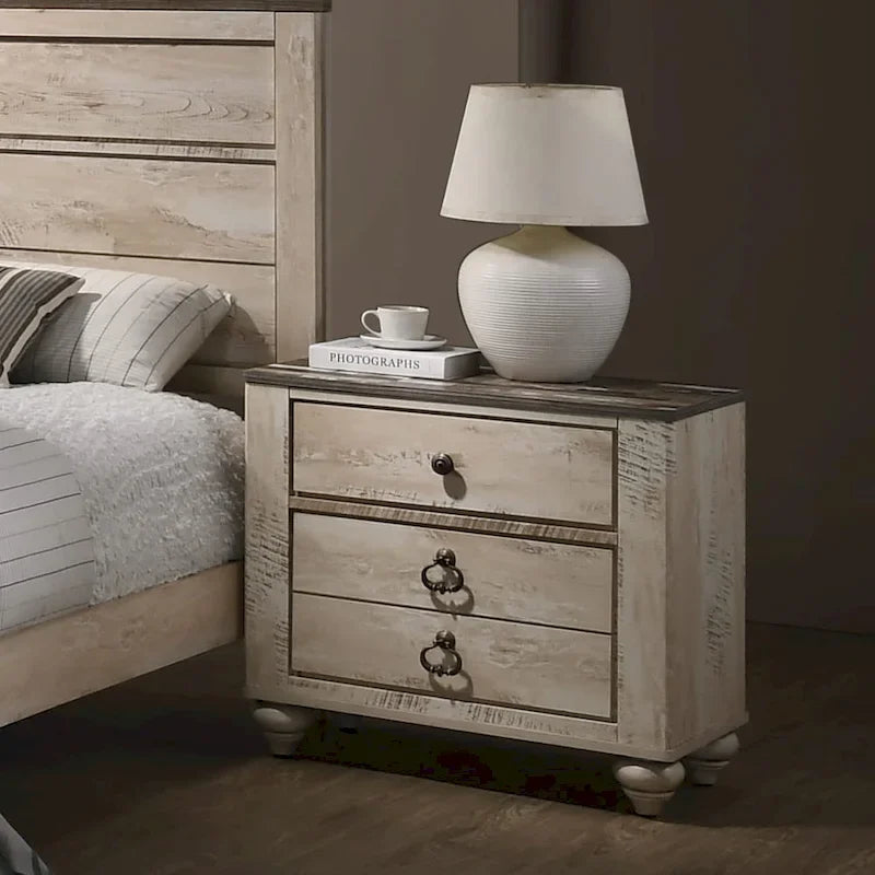 Set da camera da letto King 6 pezzi contemporaneo – Finitura in legno sbiancato